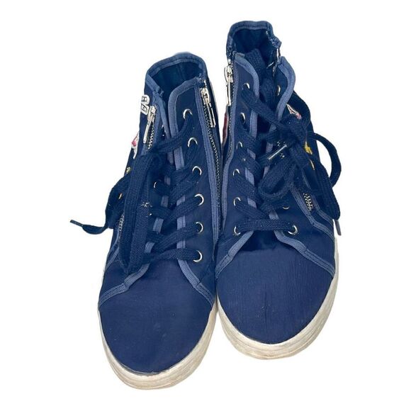 Steve Madden Madden Girl Navy Blue Patchwork High Top Sneakers Size 10 - Picture 2 of 4
